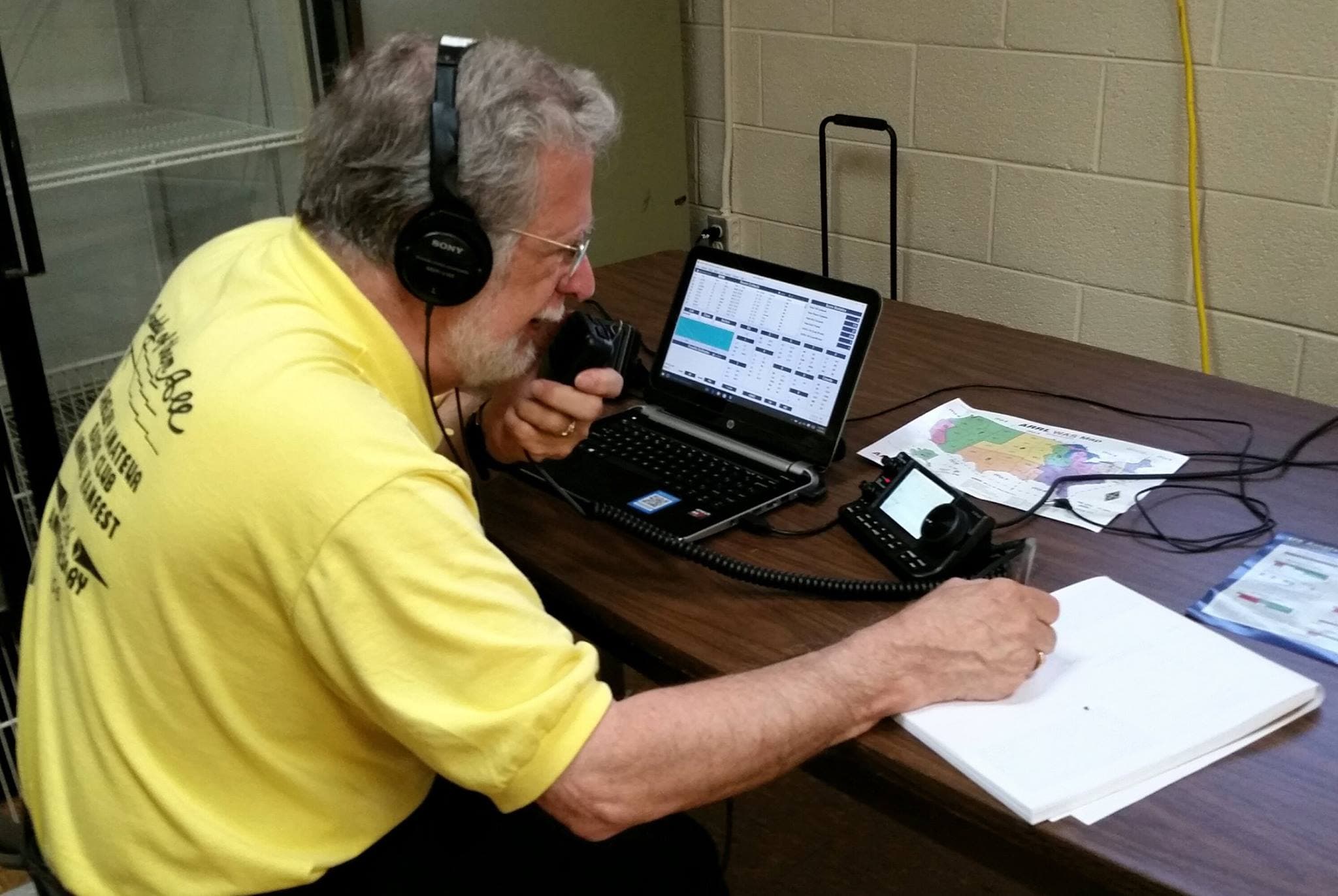 A club member operating a radio station
